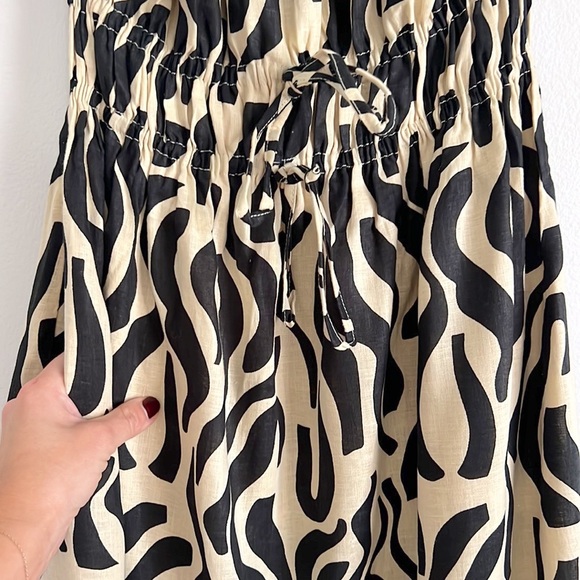 Faithfull The Brand Contessa Strapless Shirred Printed Linen Midi Dress NWT - Picture 6 of 16